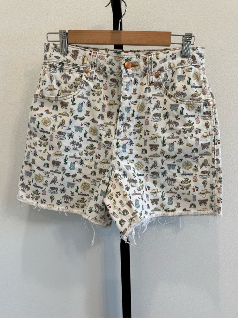 Wrangler x Free People Donna Denim Short in Allover Whimsy Print Novelty Western